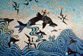 Eros reitet auf Delphinen